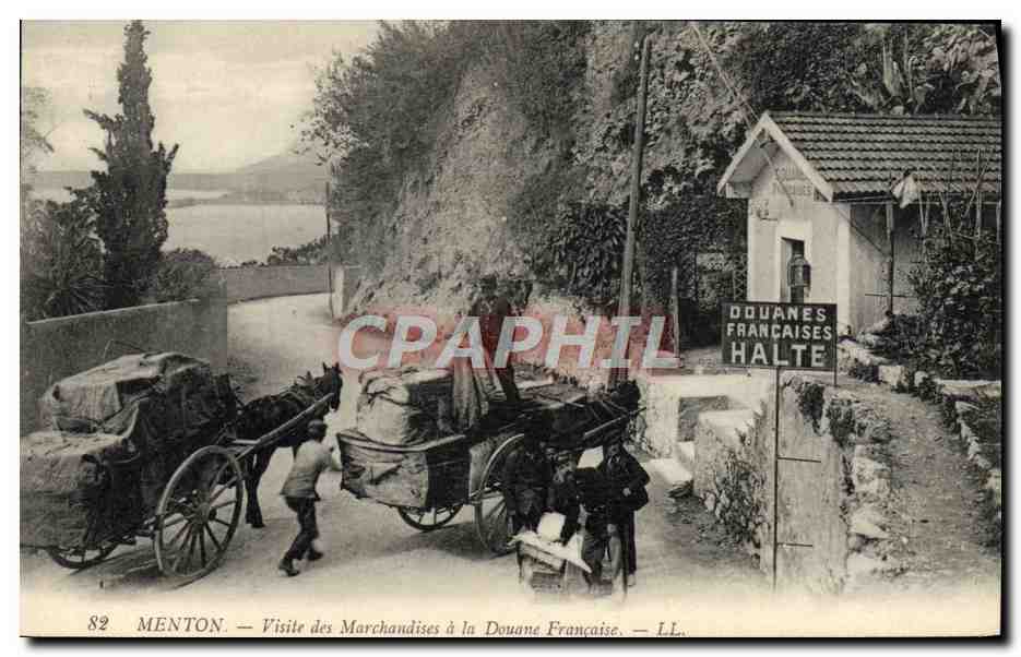 Menton — Visite des Marchandises à la Douane Française — LL.