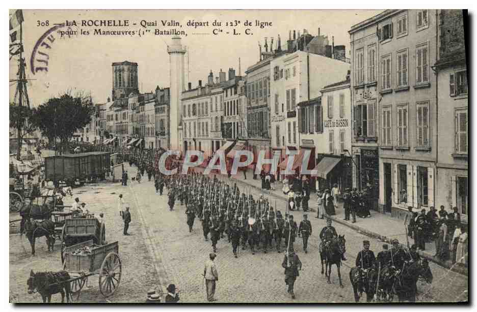 CPA Bagne Bagnard la Rochelle Quai Valin Depart du 123eme de ligne pour les manoeuvres 