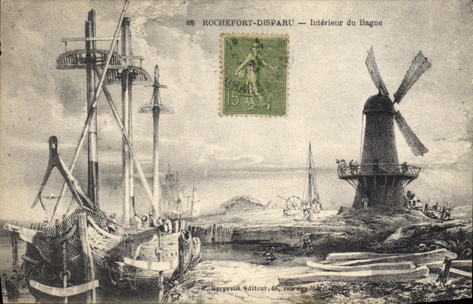 CPA Bagne Bagnard Rochefort disparu Interieur du bagne Moulin a vent 