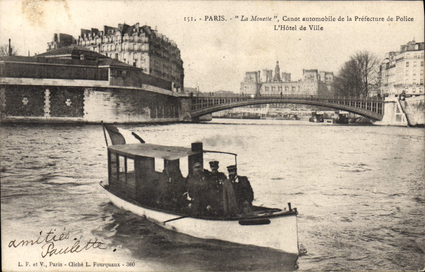 Paris - 'La Mouette', Canot automobile de la Préfecture de Police L'Hôtel de Ville