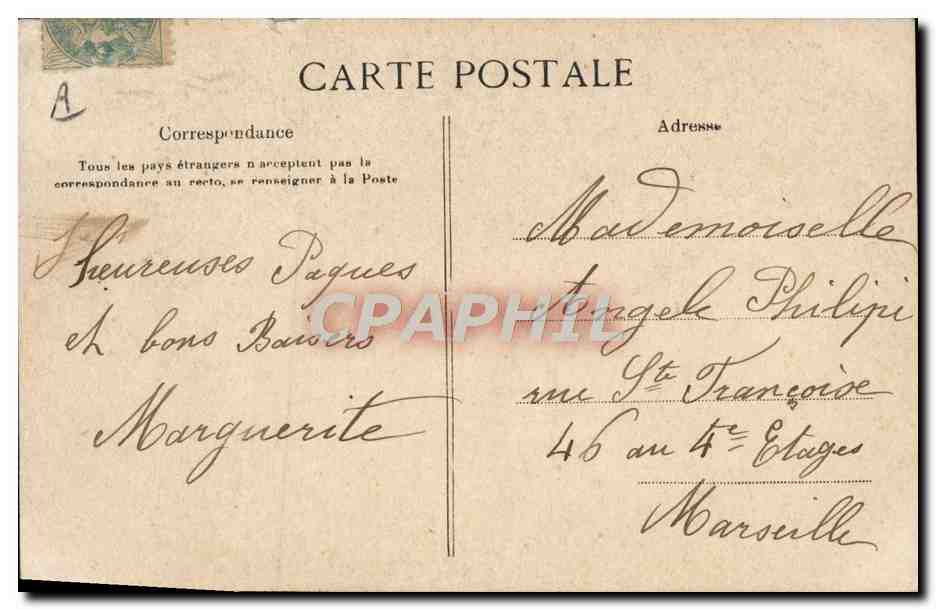 Scène de procès-verbal — soldat, homme et femme en paysage — E.L.D. — Verso