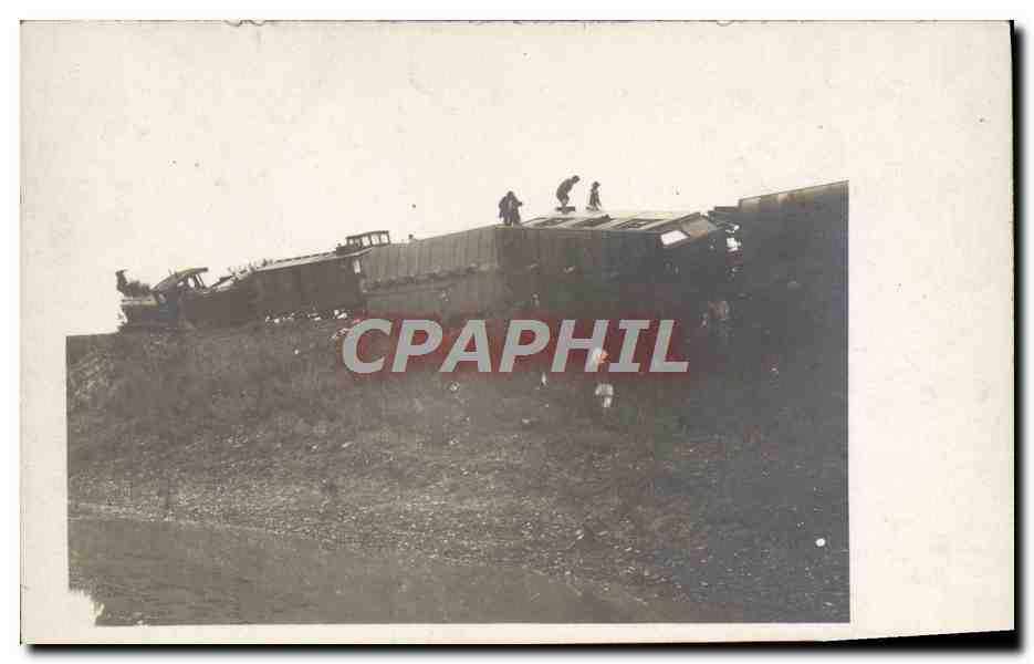 CARTE PHOTO Catastrophe Train 