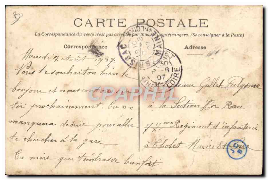 CPA Train Catastrophe des Ponts de Ce 4 aout 1907 Une heure apres l'accident  — Rückseite