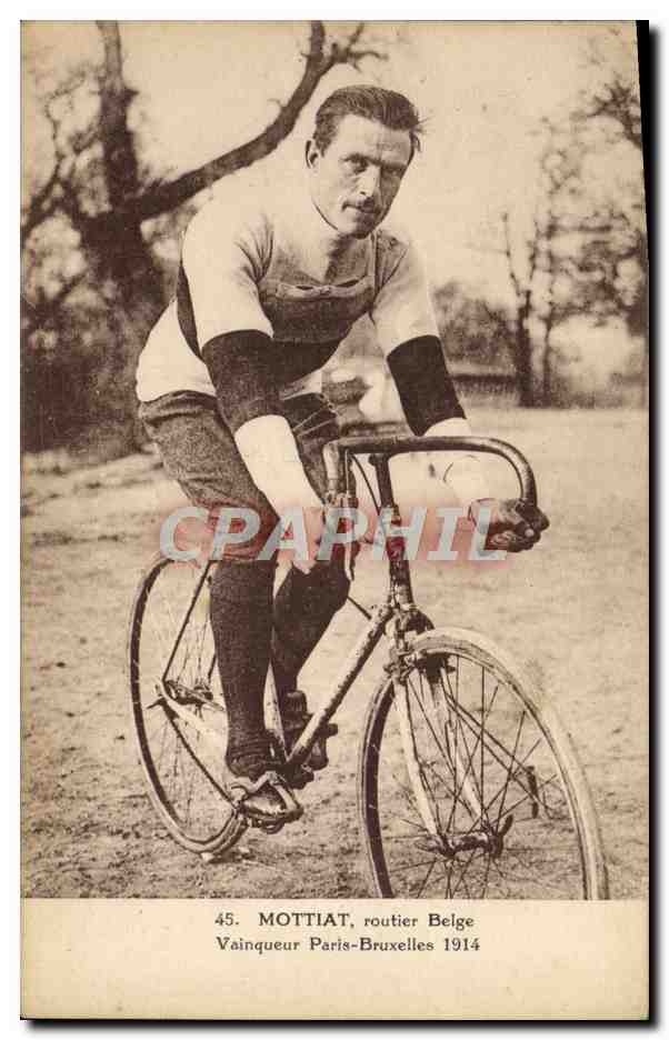 MOTTIAT, routier Belge — Vainqueur Paris-Bruxelles 1914 — E. Baudouin, n°45