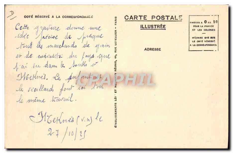 Au Maroc — Cordonnier juif — I.L. n°7060 — Verso