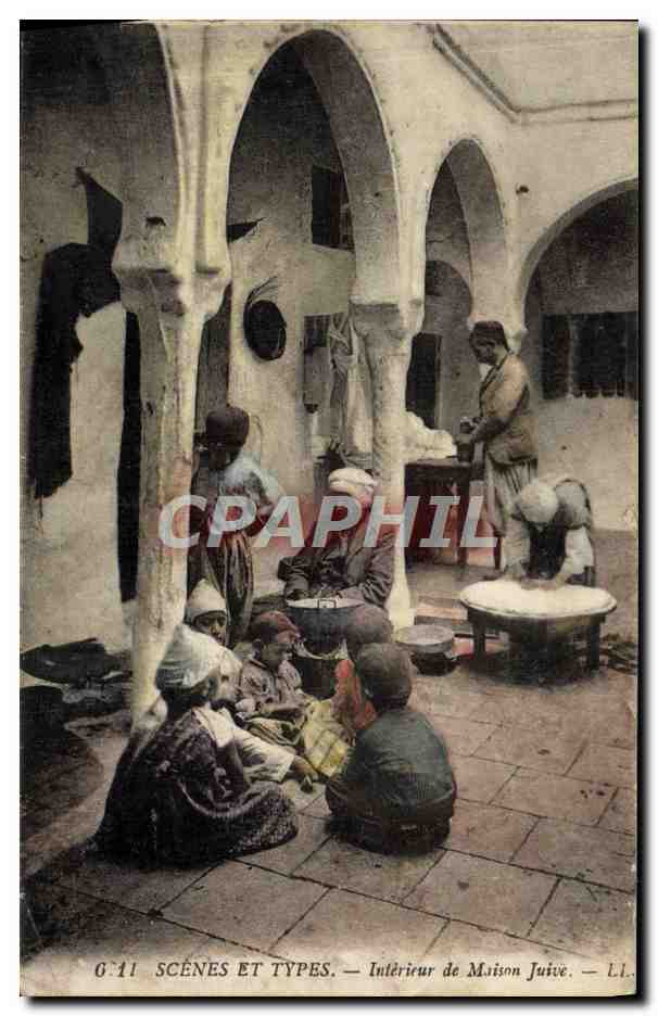 CPA Judaica Juif Scenes et Types Interieur de maison juive 