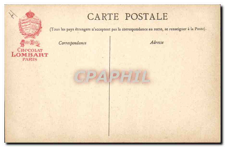 El dentista al aire libre — Los pequeños oficios parisinos — H. Laas, E. Pécaud & Cie, París — Reverso