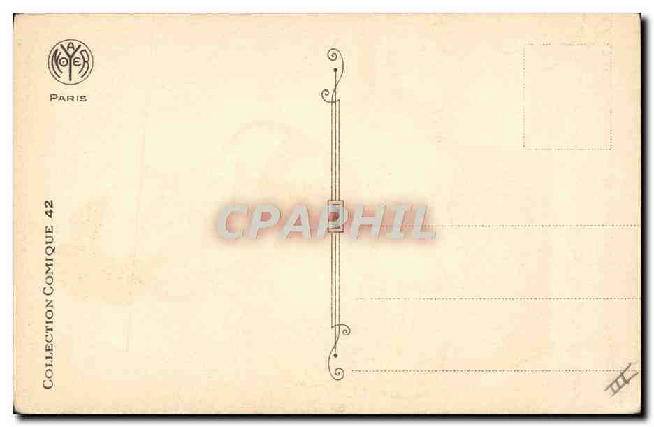 Caricature d'un homme avec un cadenas — Collection Comique 42 — Paris — Verso