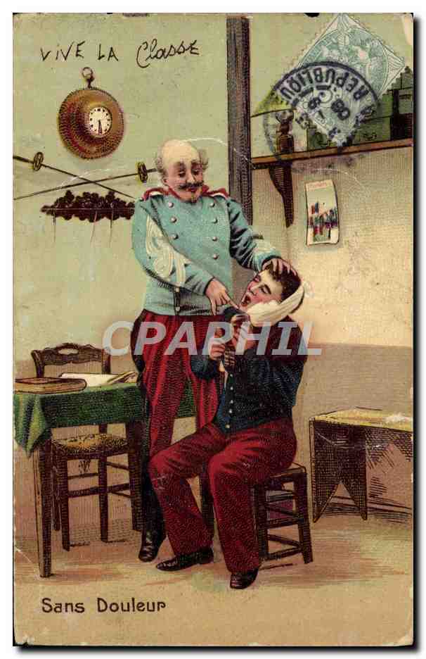 CPA Sante Dentiste Sans douleur Militaria Escrime Epee