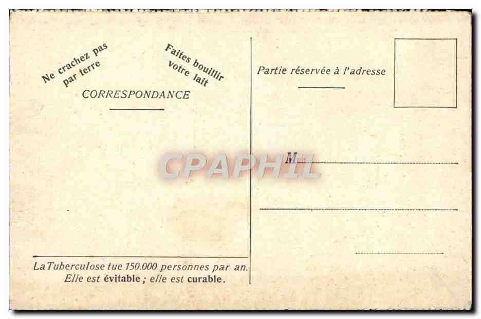 Société de préservation contre la tuberculose — Ce qu'il ne faut pas faire ! — Société de préservation contre la tuberculose, Paris, 33 rue Lafayette — Verso