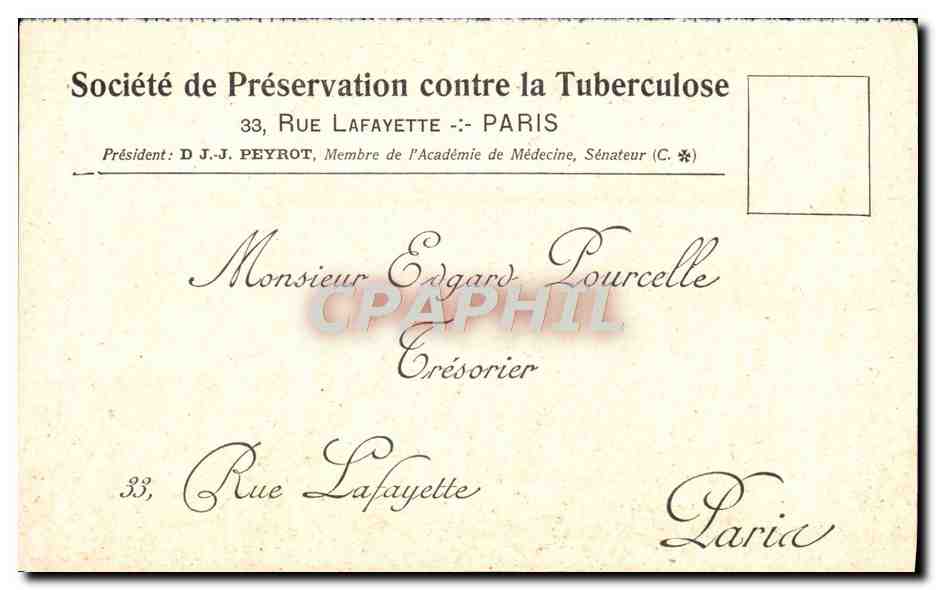 Société de Préservation contre la Tuberculose — Bulletin d'adhésion — Paris — Reverso