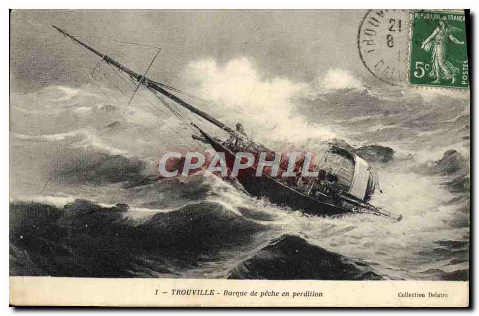 Trouville — Fishing Boat in Peril — Collection Delatre