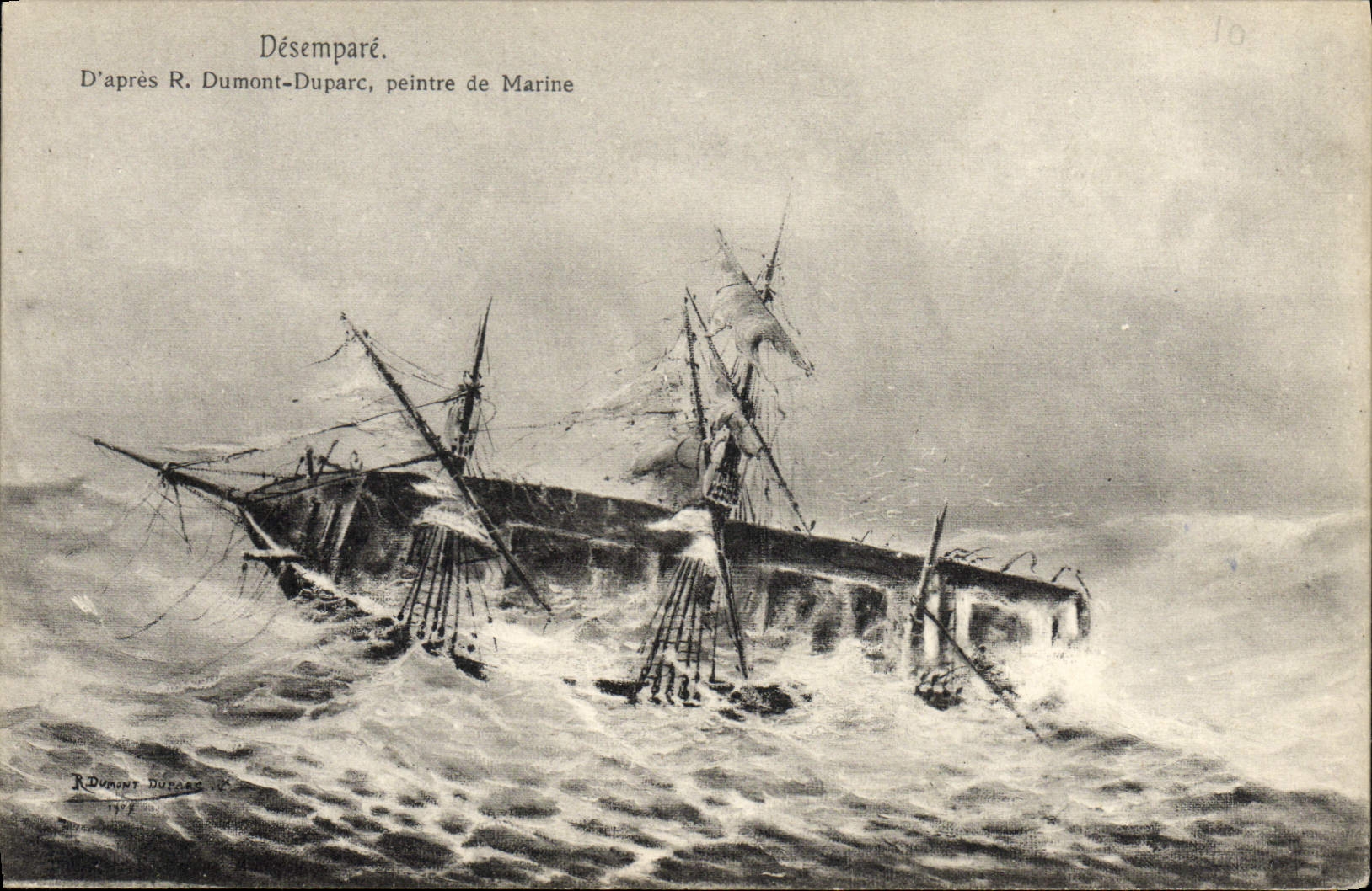 Navire désemparé — illustration d'après R. Dumont-Duparc, peintre de marine — n°10