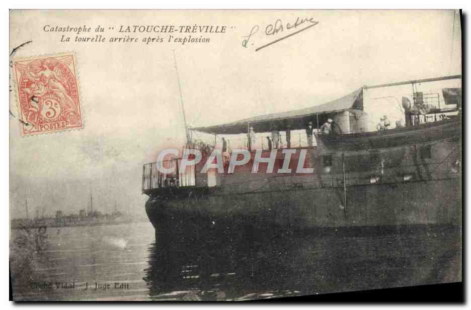 CPA Bateau Catastrophe du Latouche Treville La tourelle arriere apres l'explosion 