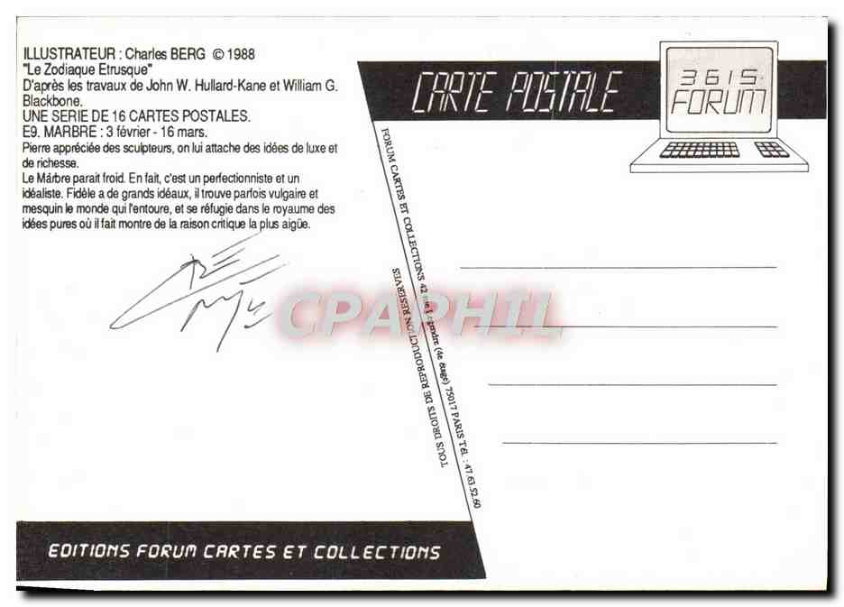 CPM Nu erotique Charles Berg Le zodiaque etrusque Marbre — Rückseite