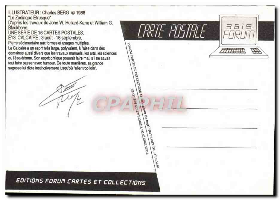 CPM Nu erotique Charles Berg Le zodiaque etrusque Calcaire — Rückseite