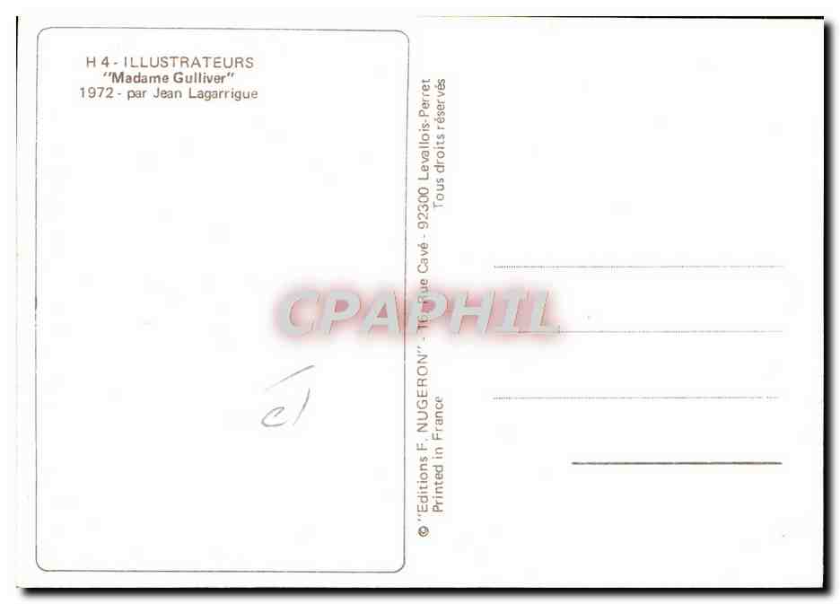 CPM Nu erotique Illustrateur Madame Gulliver Jean Lagarrigue — Back