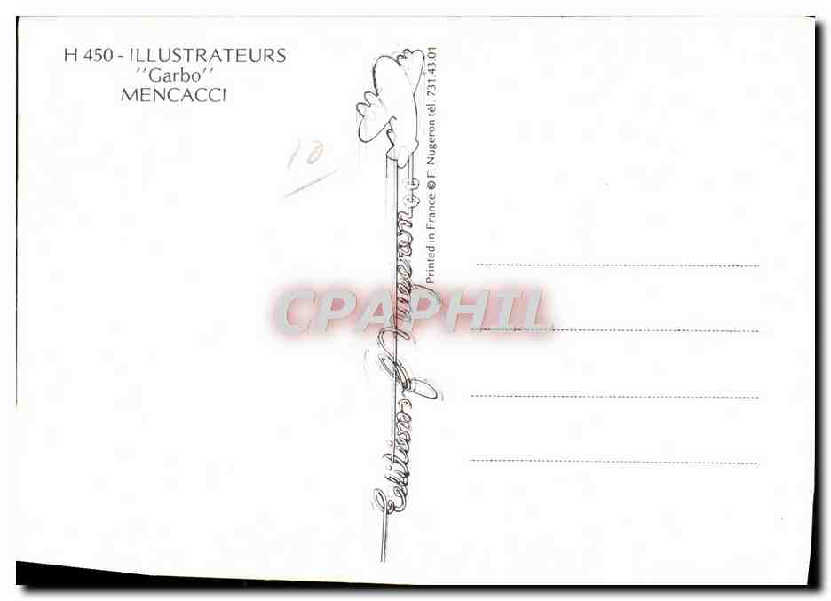 CPM Illustrateur Garbo Mencaci — Rückseite