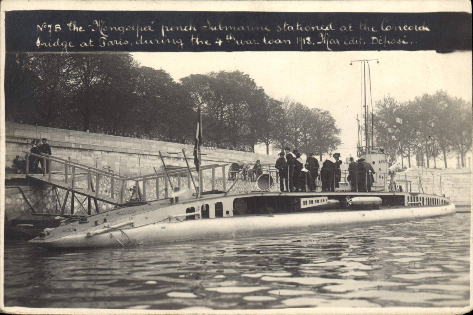 Sous-marin Mongolffier — stationné au pont de la Concorde à Paris pendant la 4e guerre mondiale — Déposé, n°9B - Anverso