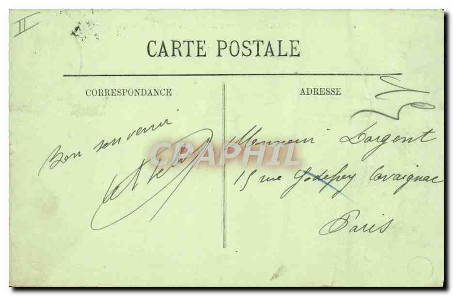 CPA Bateau Cherbourg Submersible Pluviose au large par gros temps Sous marin  — Verso