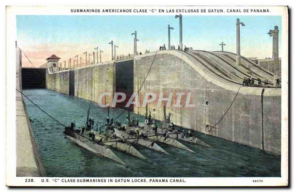 CPA Bateau Sous marin US C Class Submarines in Gatun Locks Panama Canal 