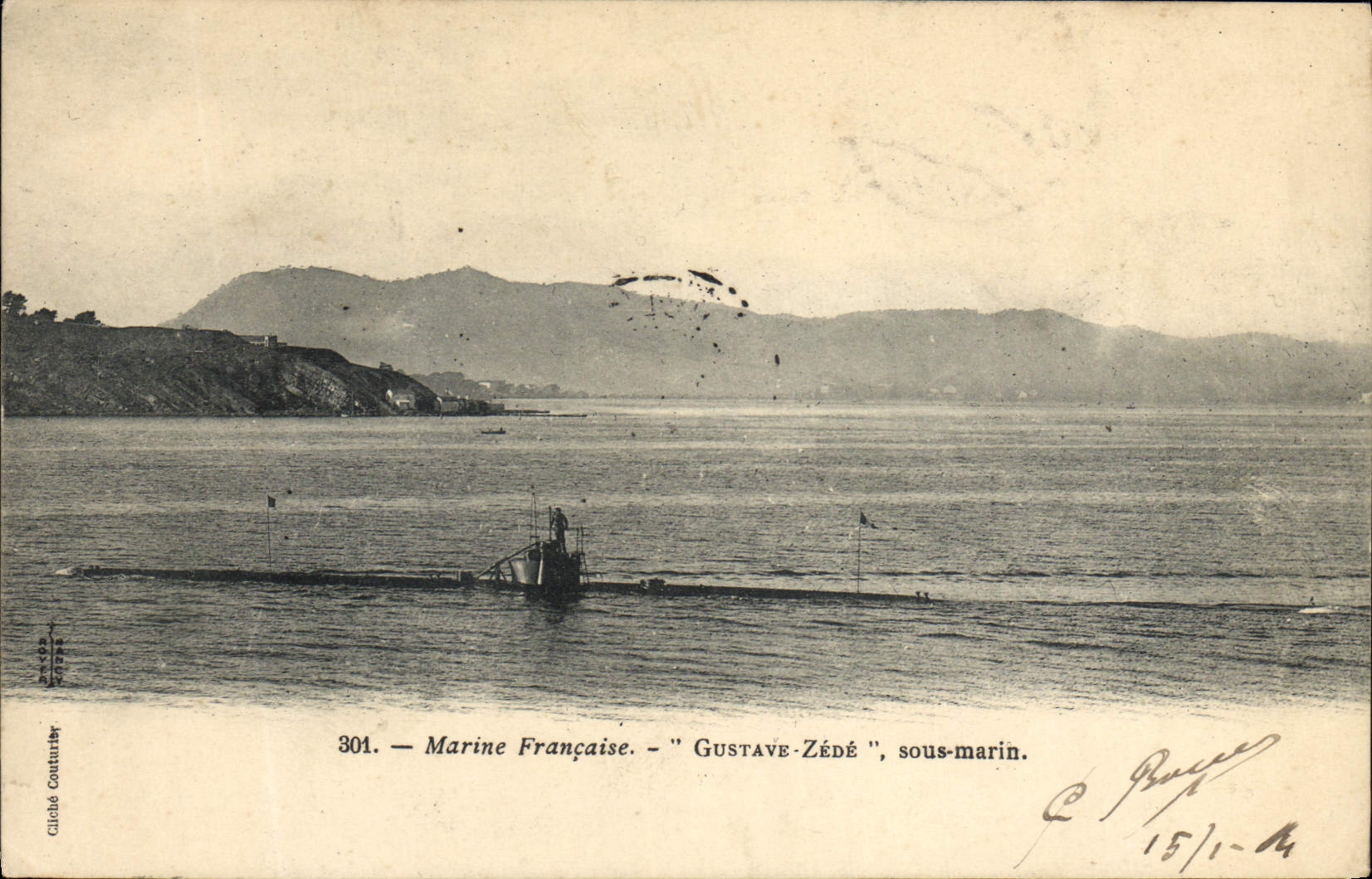 Marine Française — "Gustave-Zédé", sous-marin — cliché Couturier n°301
