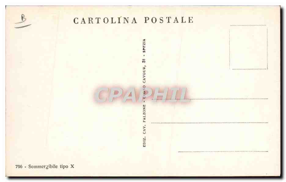 Sous-marin type X — Cavour — éditeur Falzone, Spezia — Reverso