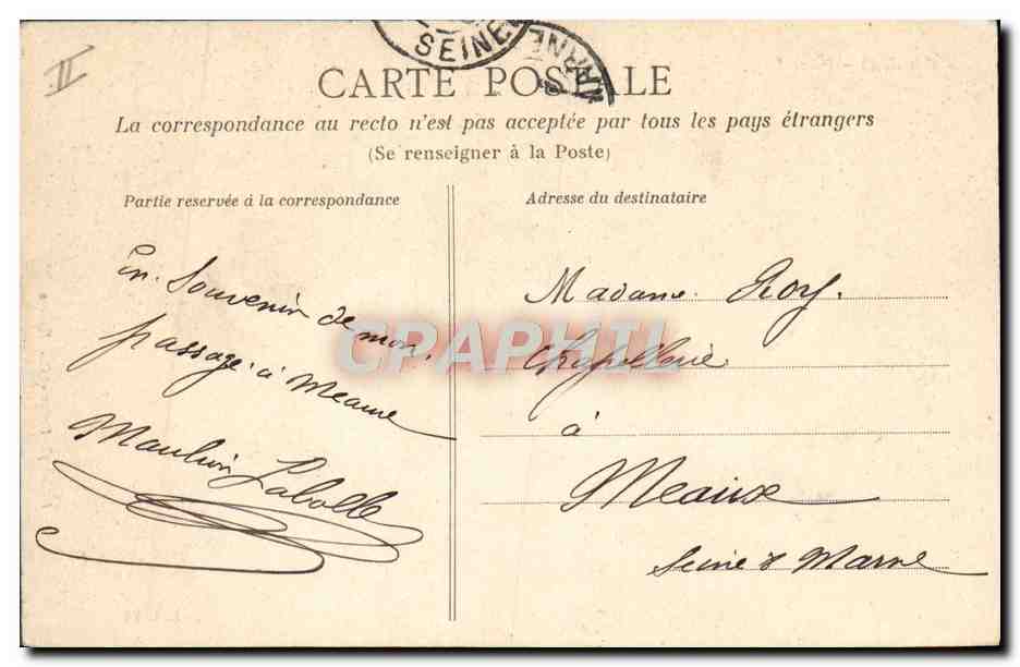 CPA Angers Place du ralliement Le grand Theatre Tramway — Verso