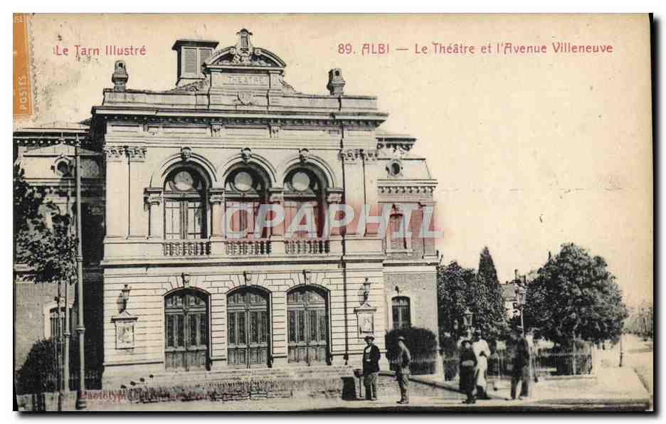 CPA Albi Le Theatre et l'avenue Villeneuve