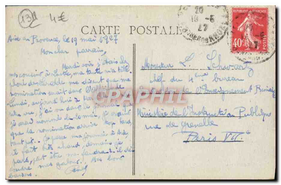 Rix-en-Provence — La Grande Fontaine — Edit Vadon, n°9 — Verso