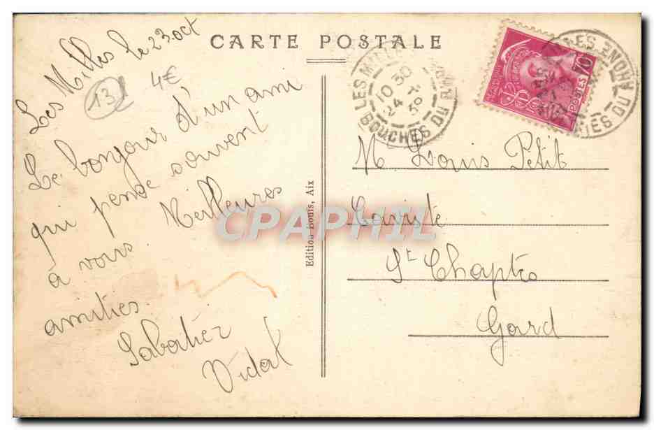 AIX-en-PROVENCE — Le Palais de Justice et le Monument Mirabeau — Édition Louis, Aix — Verso