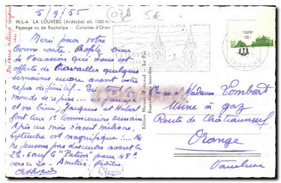 CPA La Louvesc Paysage vu de Rochelipe colinies d'Oran — Reverso