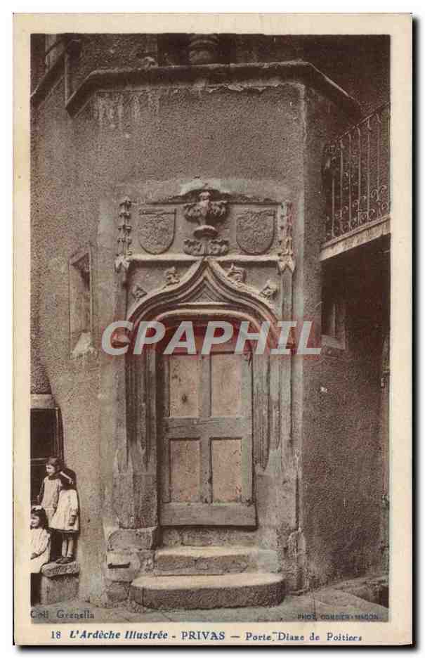 CPA L'Ardeche Illustree Privas Porte Diane de Poitiers