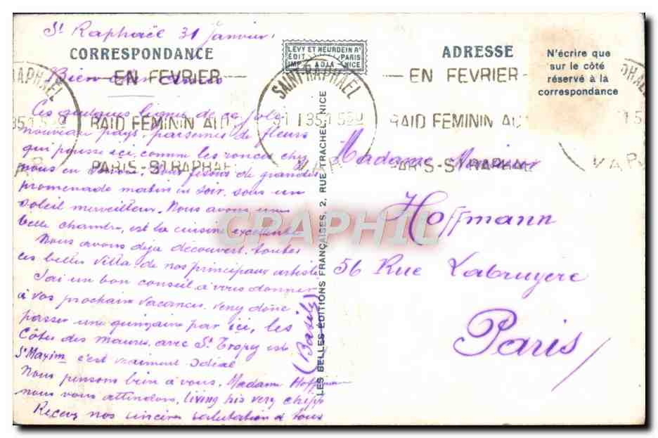 Saint-Raphaël — Boulevard Félix-Martin et les Bains — Adieu — Rückseite