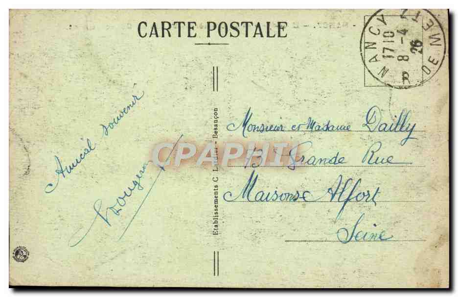 CPA Nancy Hemicycle de la Carriere Palais du Gouvernement — Verso