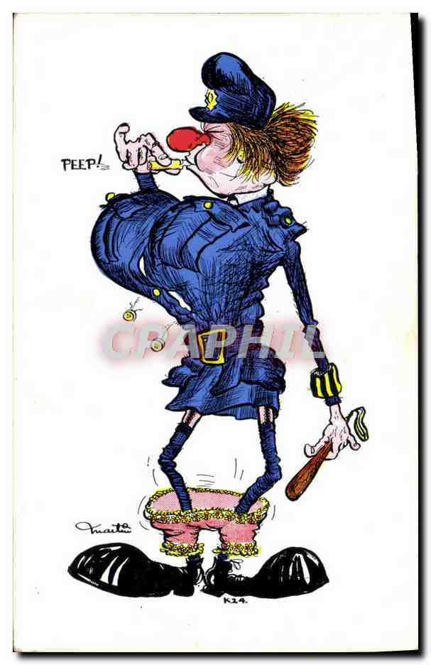 Policière caricaturale — édition K.24 — dessin de Martin