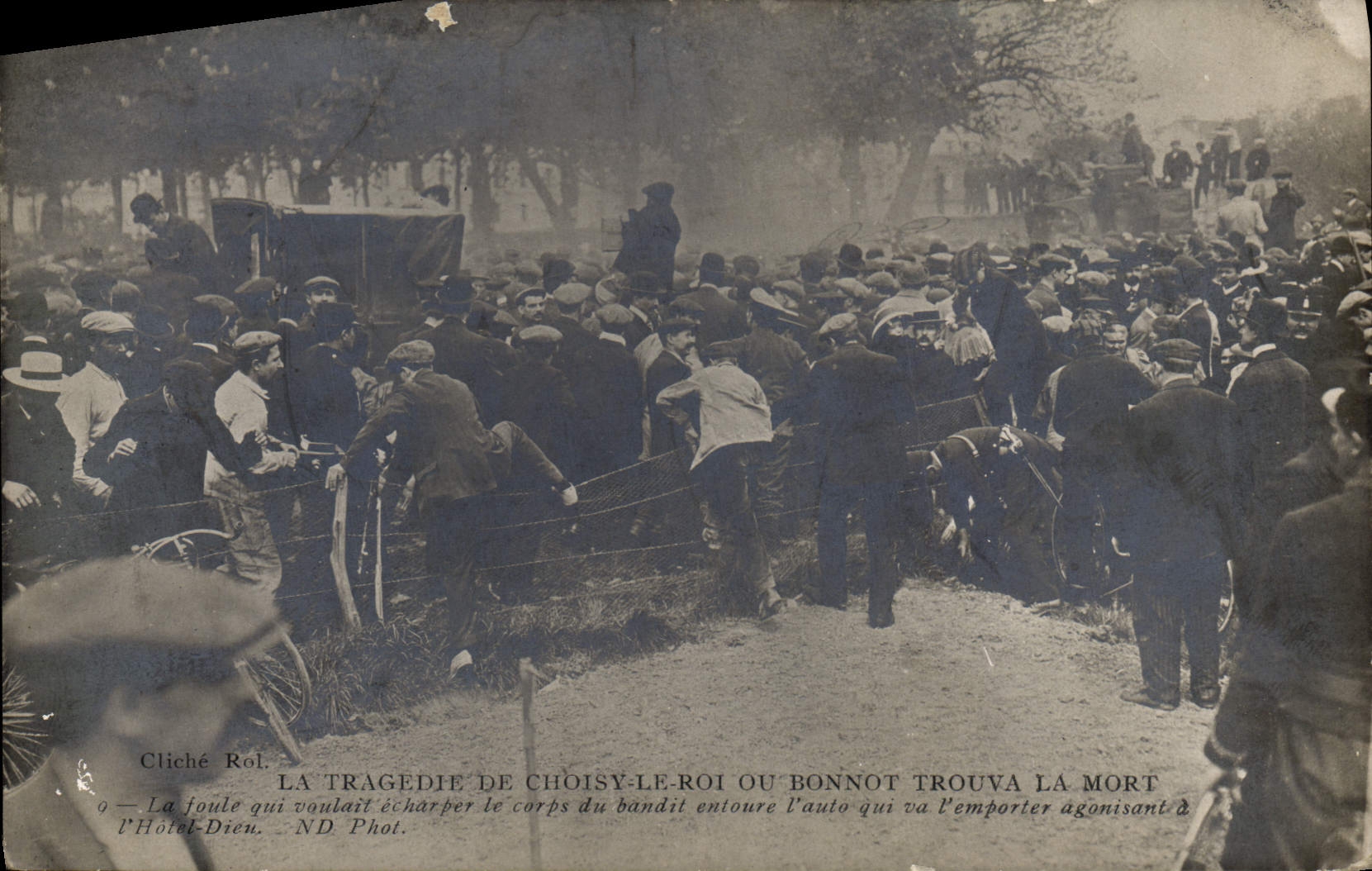 La tragédie de Choisy-le-Roi ou Bonnot trouva la mort — Cliché Rol