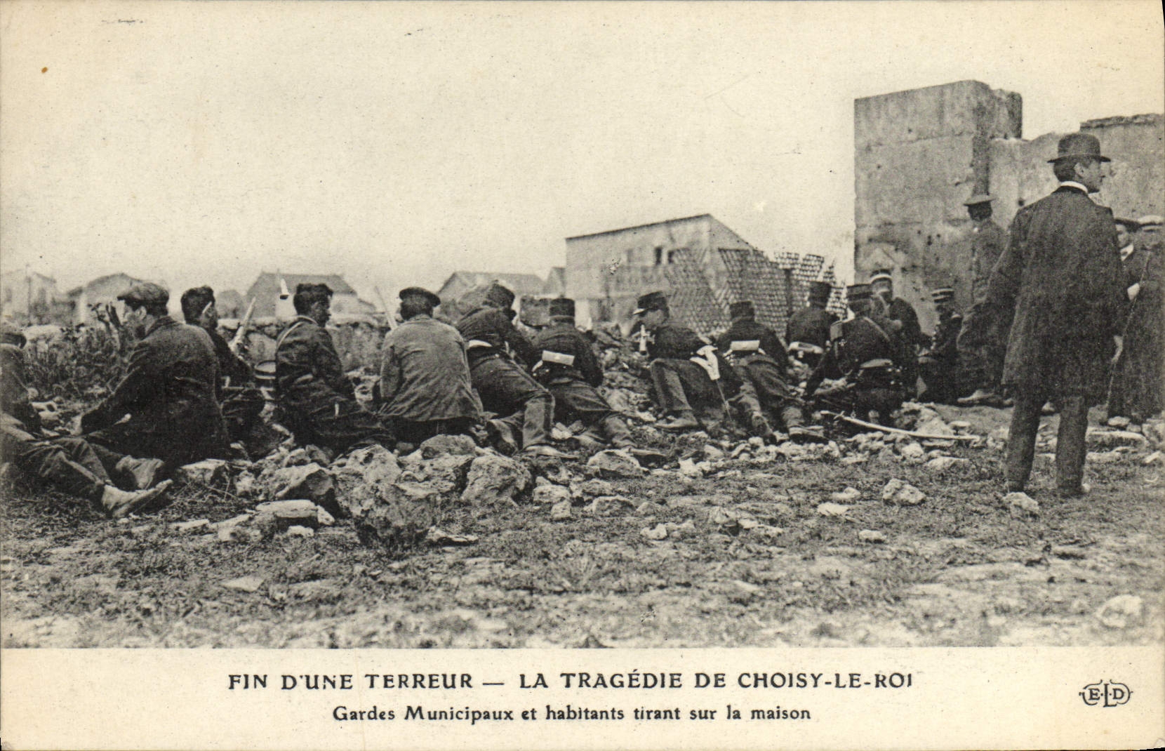 Choisy-le-Roi — La tragédie des gardes municipaux et habitants tirant sur la maison — Éditeur E.D.