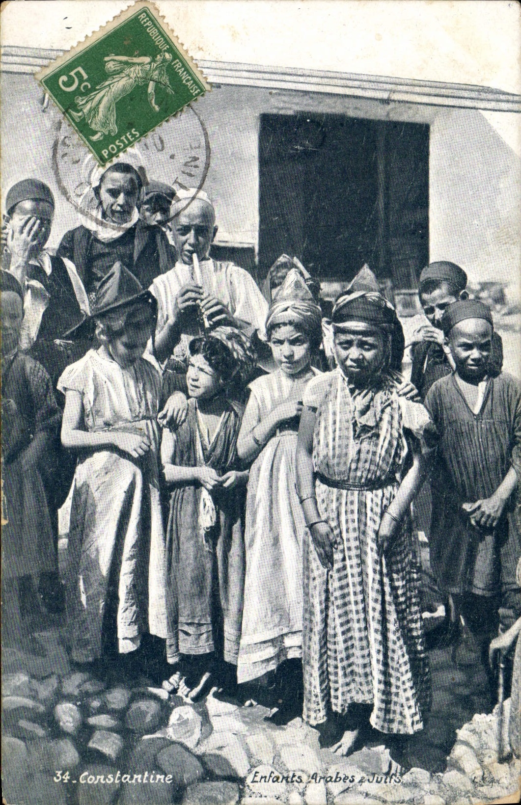 CPA Judaica Juif Algerie Constantine Enfants arabes juifs 