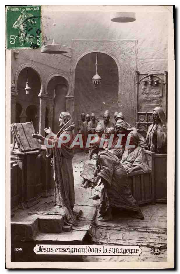 CPA Judaica Juif Jesus enseignant dans la synagogue
