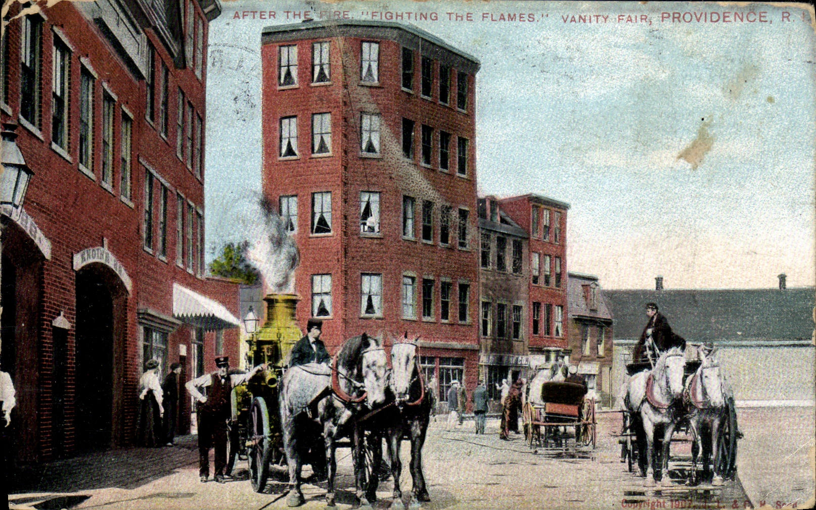 Providence — Incendio — Vanity Fair, Providence, R.I. — Copyright 1907, J.L. & P. Co. — N° 8-4