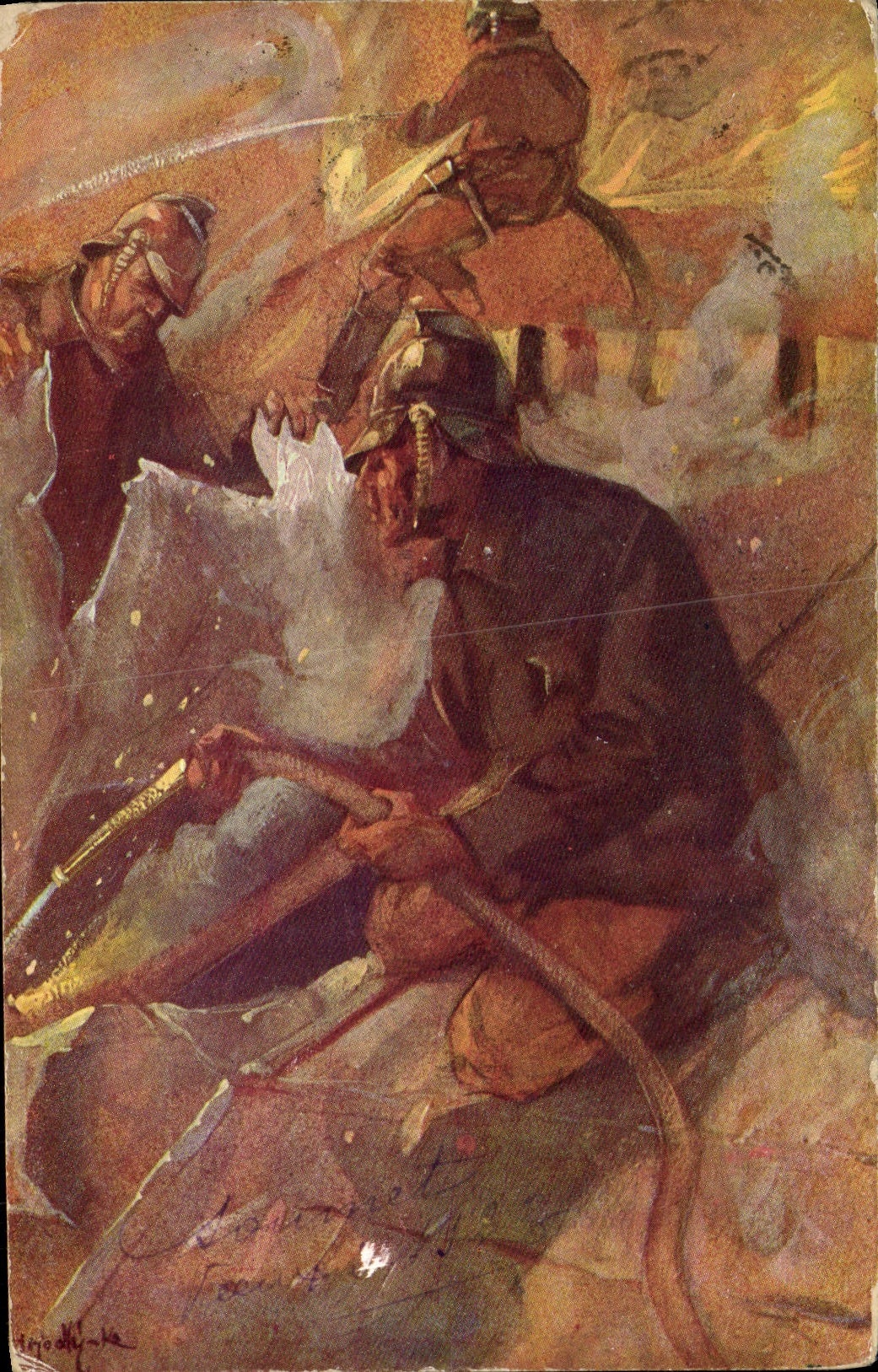 Sauvetage de pompiers — illustration — Thème Pouyries, n°210-4 - Anverso