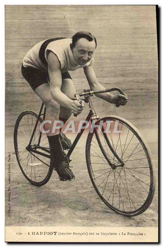 Charpiot (roulier français) sur sa bicyclette « La Française » — éditeur J. Roling, Paris, n° 130