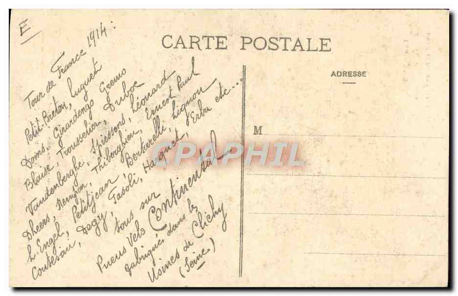 Louis Engel — cycliste au Tour de France 1914 — Édité par le Pneu Continental — Rückseite