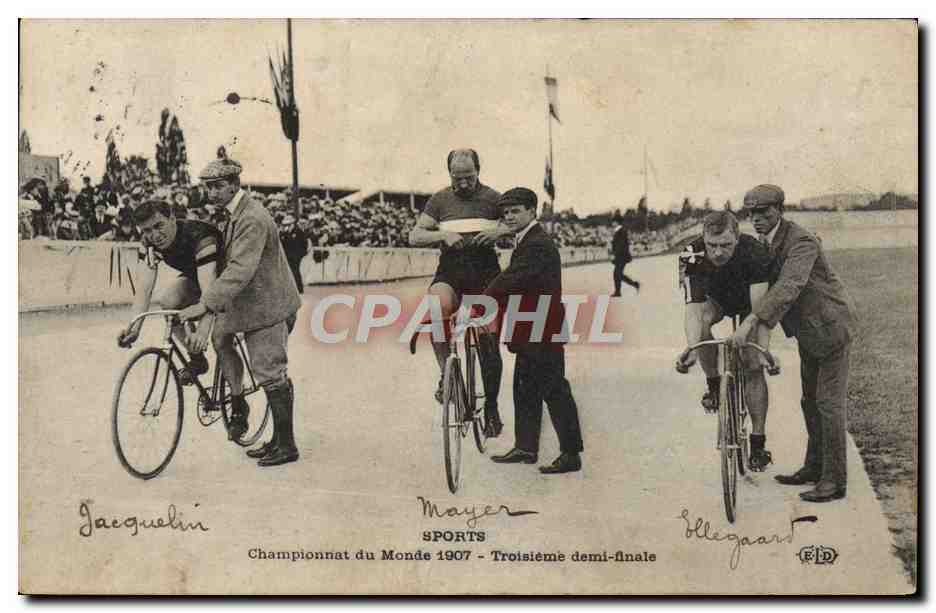 Championnat du Monde 1907 - Troisième demi-finale — Jaeguelin, Mayer, Ellegaart — Éditeur F.D. Sports