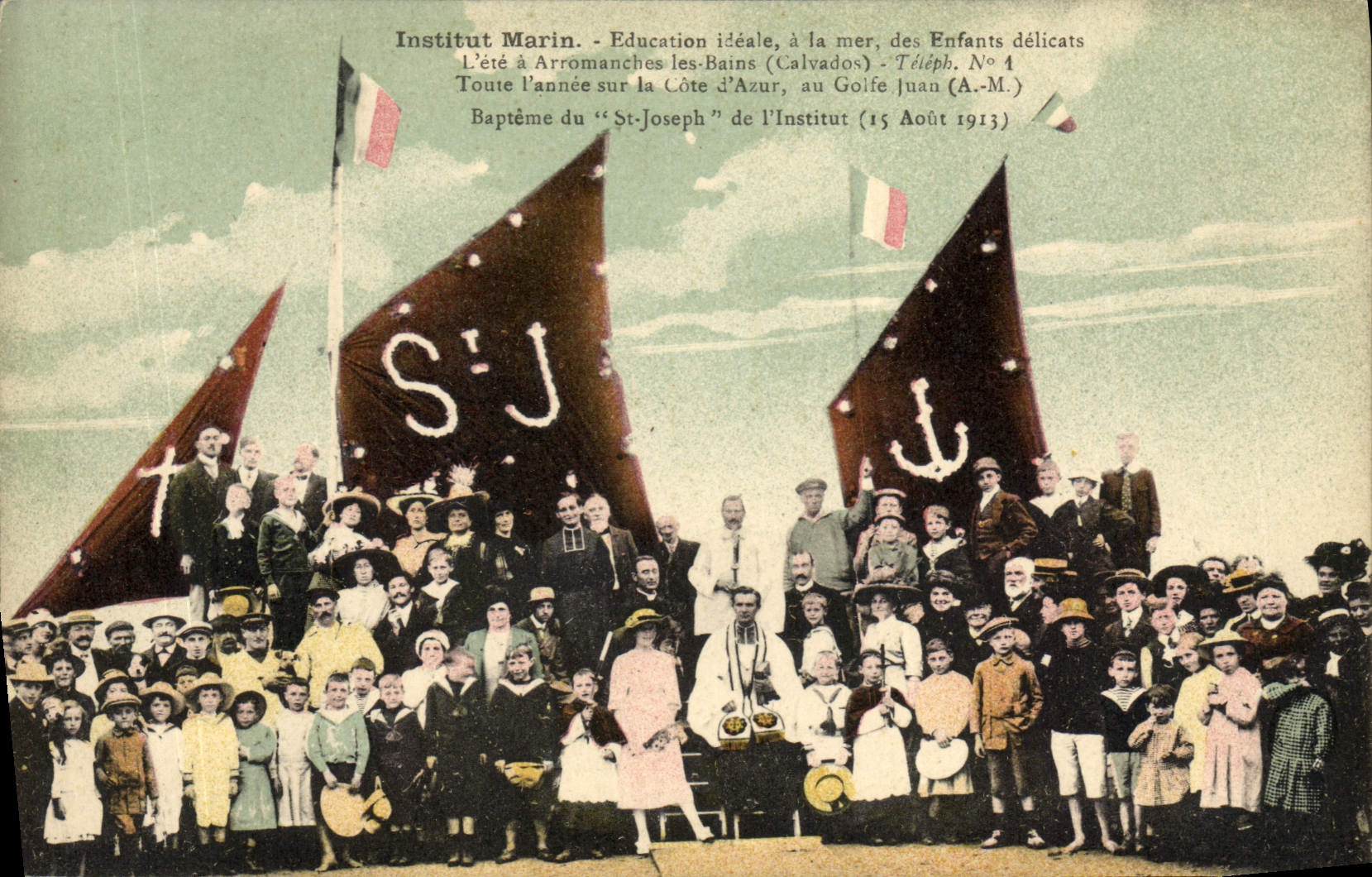 CPA Bateau Institut marin Bapteme du St Joseph de l'Institut 15 aout 1913