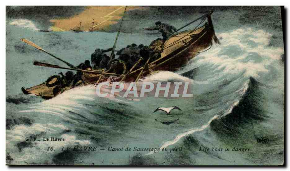 CPA Bateau Le Havre Canot de sauvetage en peril