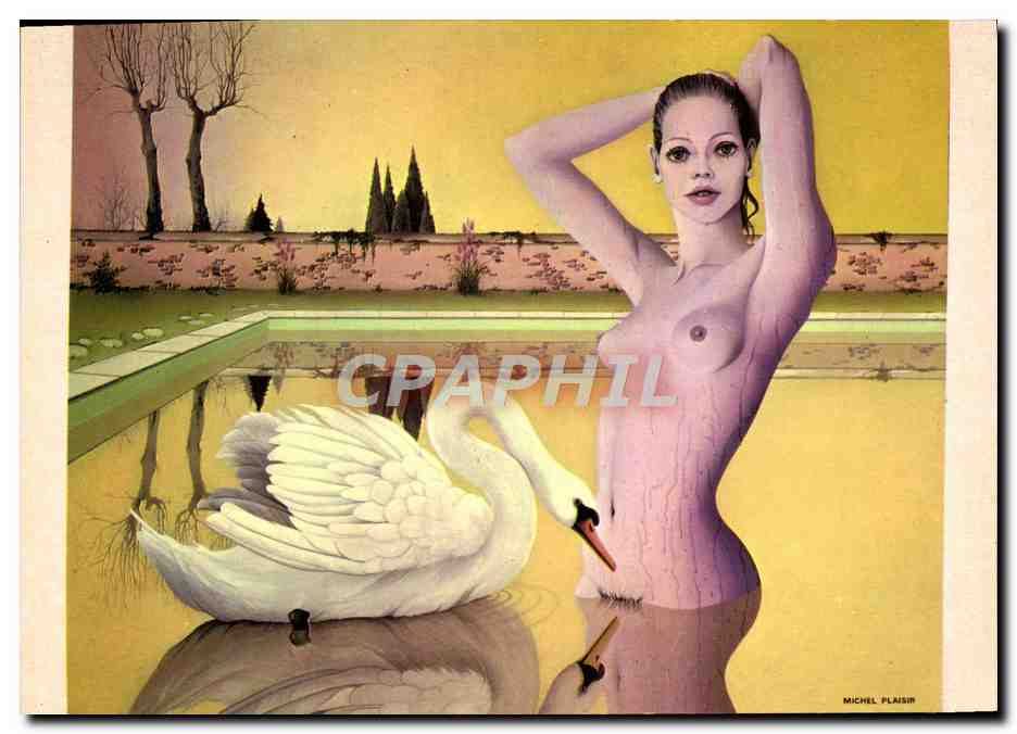 CPM Nu erotique Illustrateur Leda Michel Plaisir