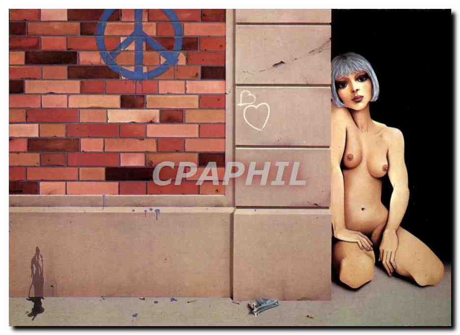 CPM Nu erotique Illustrateur L'amour et la paix Michel Plaisir