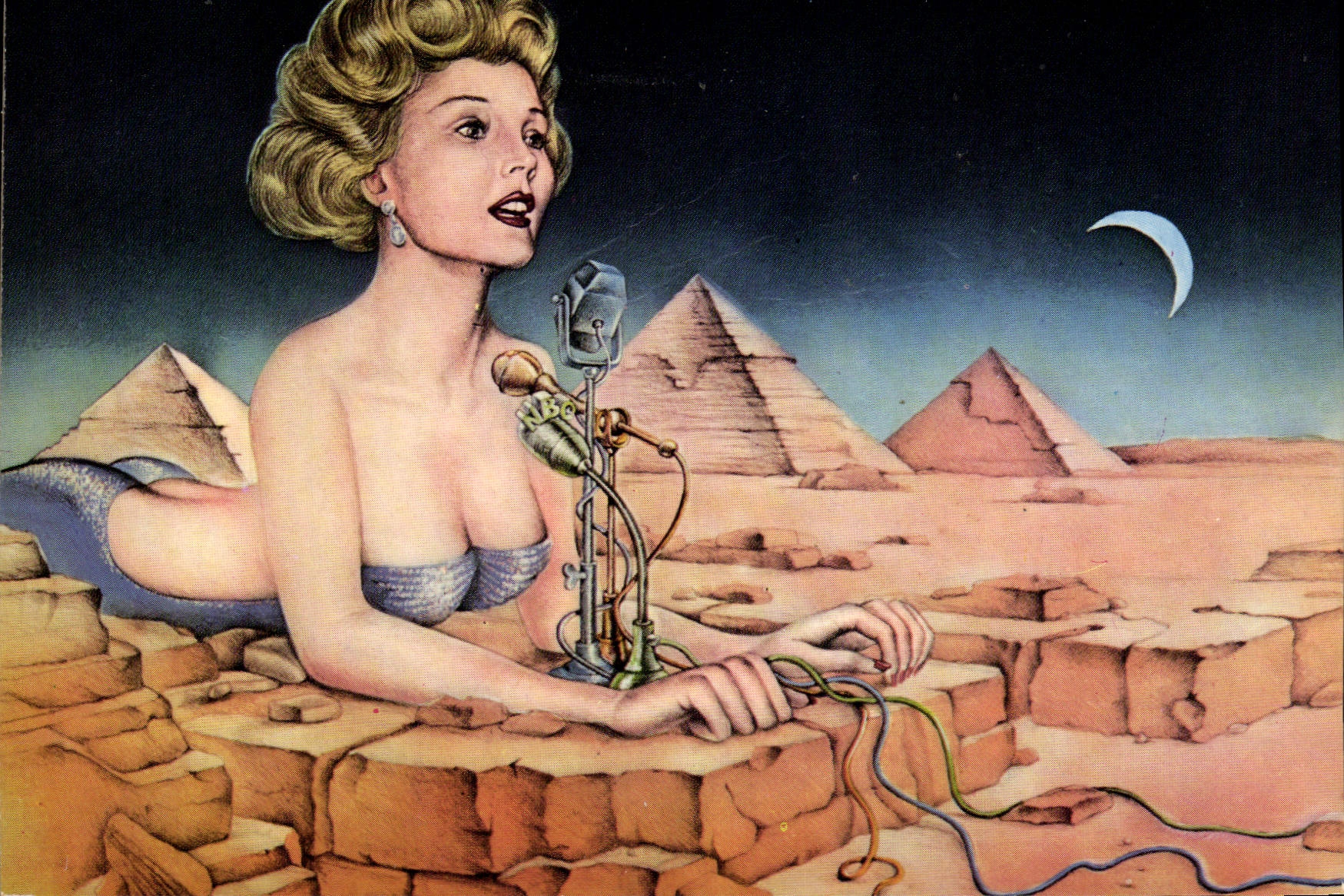 CPM Nu erotique Illustrateur Stars Sphynx Lagarrigue Pyramides